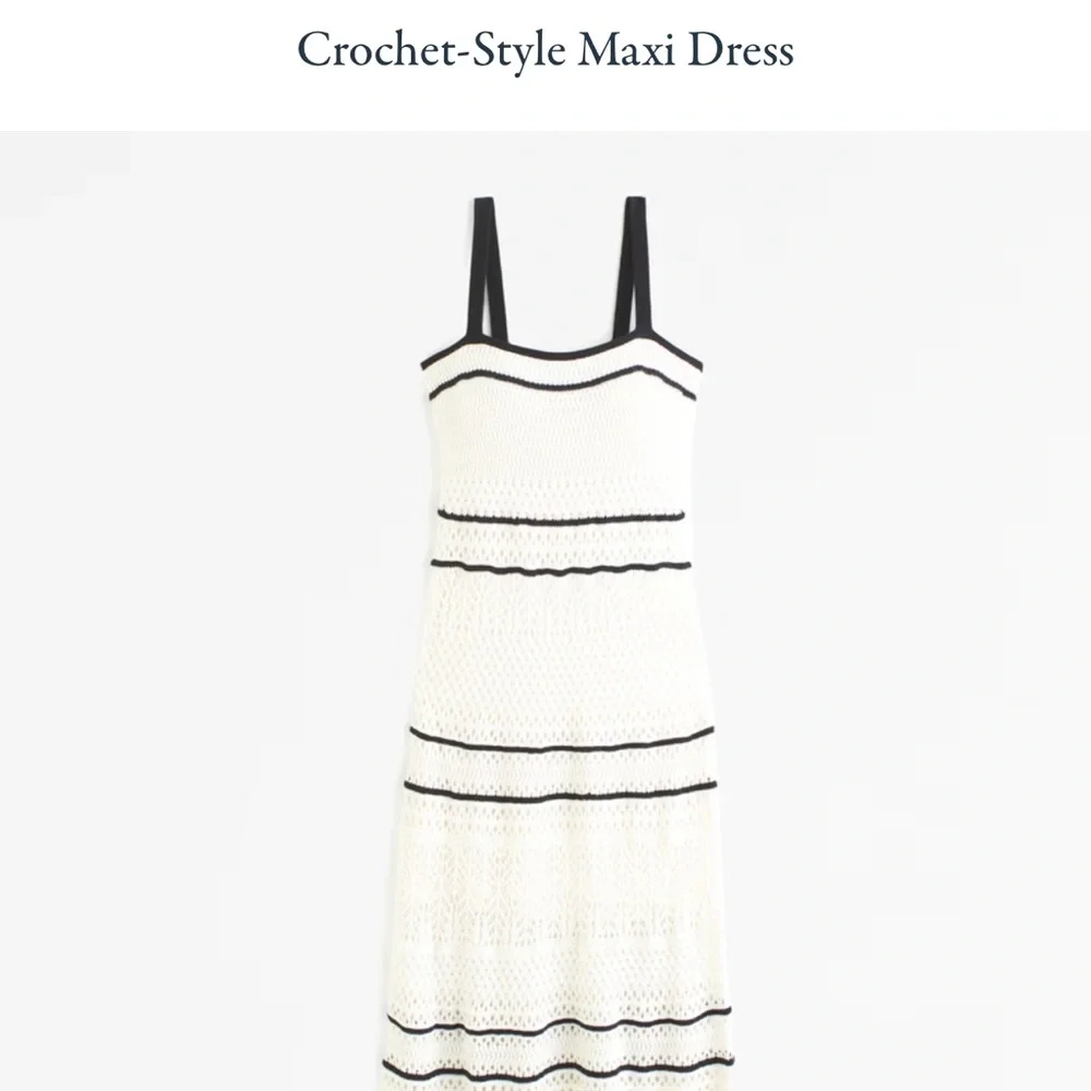 Abercrombie & Fitch Cream and Black Crochet Maxi Dress
